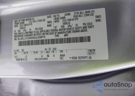 2017 Lincoln Mkc Premiere из США, поврежденный, VIN 5LMCJ1C9XHUL03973